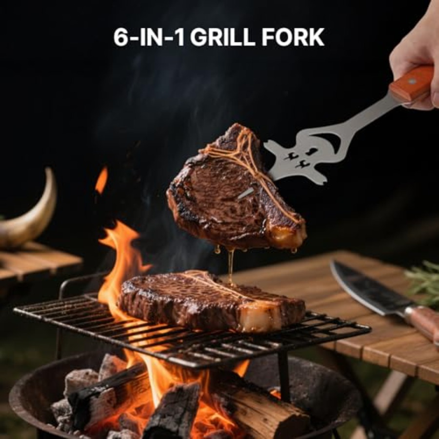 7 in 1 Stainless Steel BBQ Acc - Camping Cooking Set ulasan dan harga