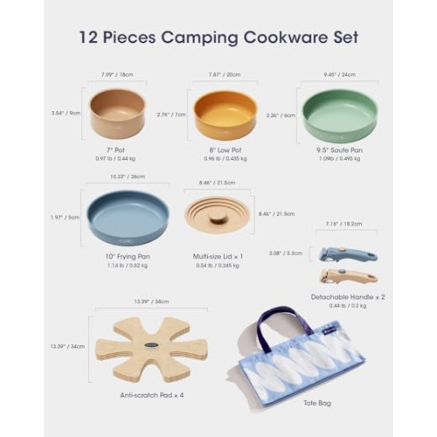 Ceramic Cookware Set, Detachab - Camping Cooking Set Detachable Handle ulasan dan harga