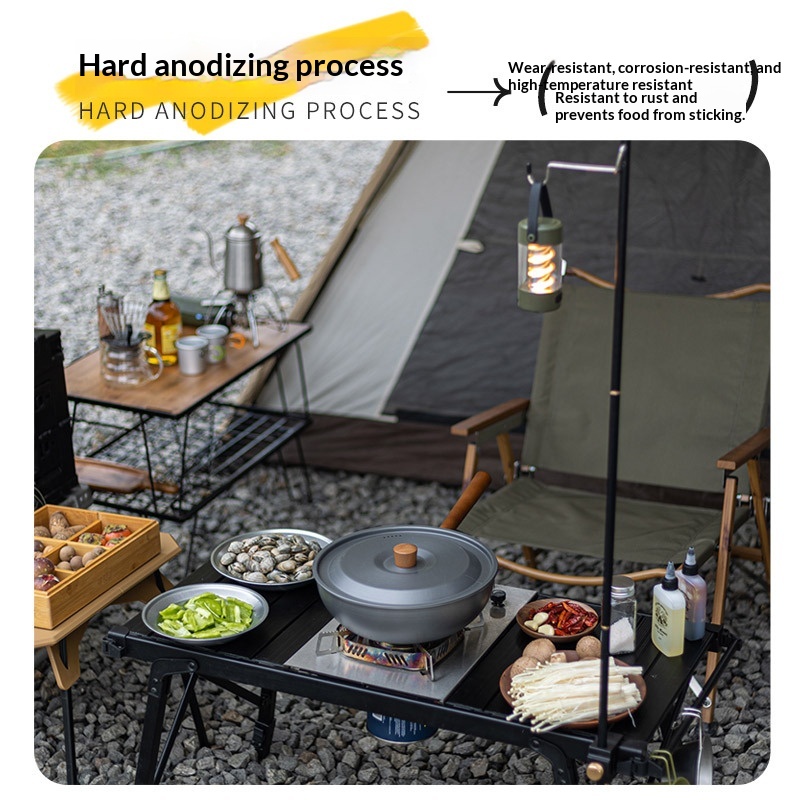 Outdoor Aluminum Alloy Wok Wit - Camping Cooking Set Detachable Handle ulasan dan harga