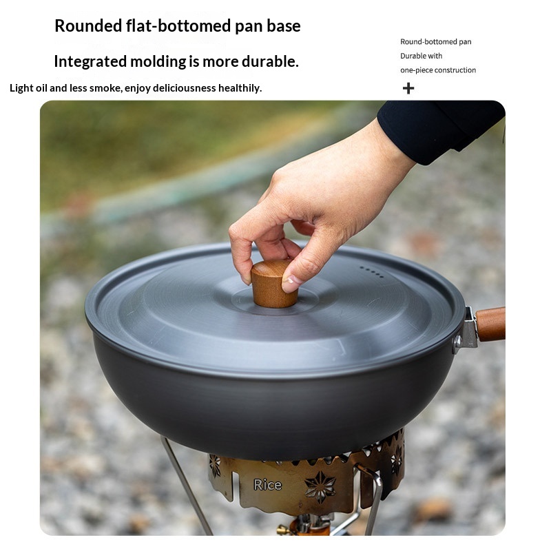 Outdoor Aluminum Alloy Wok Wit - Camping Cooking Set Detachable Handle ulasan dan harga