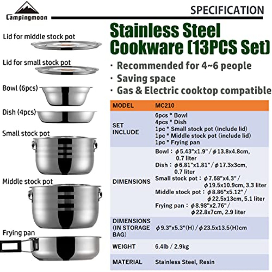 CAMPINGMOON Camping Cookware S - Camping Cooking Mess Kit ulasan dan harga